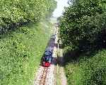 ‘Wroxham Broad’ with the first departure from Aylsham nears Brampton   (29/05/2003)