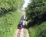 Wroxham Broad with the first departure from Aylsham nears Brampton (29/05/2003)