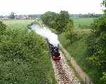 Winson ZB 2-6-2 ‘Spitfire’ heads east from Aylsham   (30/05/2003)