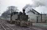 Hunslet 2-6-0T 3T has run round and now sits with it‘s single carriage waiting to depart.   (20/03/1959)