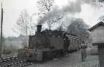 Another view of Hunslet 2-6-0T 3T as it waits with the Arigna tramway train   (20/03/1959)