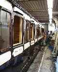 A rather restricted view of Bowsider 18 in the paint shop, another wonderful piece of restoration work!   (07/08/2003)