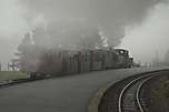 The gloom envelops ‘Palmerston’ at Tanygrisiau station.       (30/04/2005)