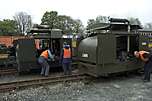 The two restored protected Simplexes receive attention in Minffordd Yard.       (30/04/2005)