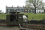 The Moseley Trust ex WD Simplex No 3090 sits at the entrance to Minffordd Yard.       (30/04/2005)