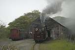 ‘Palmerston’ & ‘Mountaineer’ outside the old engine shed at Boston Lodge.       (01/05/2005)