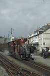 ‘David Lloyd George’ departs for Blaenau Ffestiniog in the sunshine, Porthmadog.       (02/05/2005)