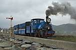 The Darjeeling B Class makes a splendid sight crossing the Cob with a train to Rhiw Goch.       (02/05/2005)