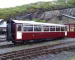 Brand new carriage No. 122 stands outside the workshops awaiting final work before it can enter service.   (04/05/2003)