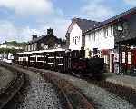 Ready for the off, The Talking Train at Porthmadog Harbour Station.   (03/05/2004)