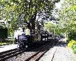 The bright morning sun lights ‘Taliesin’ and the Victorian set at Minffordd.   (03/05/2004)