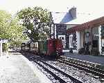 The Victorian Talking Train set stands in Minffordd during it's extended scheduled stop.   (03/05/2004)