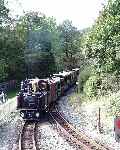 Arrival at Tanybwlch, Taliesin runs over the bottom turnout (28/09/2003)