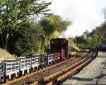 Palmerston and slate empties, Minffordd station   (12/10/2002)