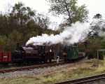Empty slate wagons are walked past Palmerston at Dduallt   (13/10/2002)