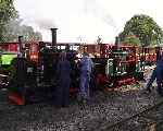 Vertical boiler twins ‘Chaloner’ and ‘Taffy’ raising steam in the yard at Pages Park   (07/09/2003)