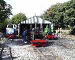 A general view of the  shed yard, Matheran 740, ‘Taffy’, ‘Chaloner’ & ‘Pixie’ on shed.   (07/09/2003)
