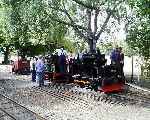 The vertical boiler locomotives at Pages Park, ‘Taffy’ has it's lubricators topped up before the next run.   (07/09/2003)