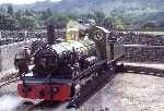 ‘River Irt’ being turned on the turntable at Eskdale after arrival   (10/07/1985)