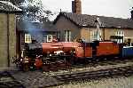 A nearly broadside view of ‘River Mite’ waiting at head of an up train, Ravenglass   (05/09/1991)