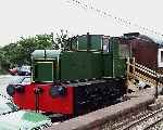 Pioneer Kerr Stuart 6w Diesel 4429 stands alongside the narrow gauge at Ravenglass   (29/06/2000)