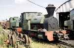 Kerr, Stuart 0-4-2ST ‘Premier’ stands ahead of Bagnall 0-6-2T ‘Triumph’ in Kemsleyt down yard   (28/07/1996)