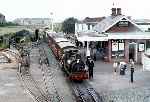 ‘Sir Haydn’ waits to leave Tywyn Wharf, from Brynhyfryd road bridge   (31/07/1981)