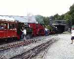 Super-Power! The entire active locomotive fleet stand ready to depart from Tywyn Wharf with the last train of the Golden Jubilee week celebrations.   (29/07/2001)