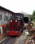 After a long rebuild, No 8 ‘Merseysider’ lurks round the back of the South Carriage Shed at Pendre.   (29/09/2003)