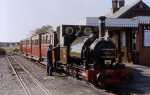 ‘Talyllyn’ stands at the head of the vintage train, Tywyn Wharf station.   (11/10/1998)
