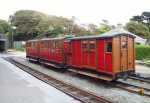 Three of the original carriages stand in the loop at Tywyn Wharf   (28/07/2001)