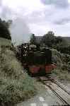 Approaching Nantyronen level crossing, No 7 climbs uphill.   (01/09/1990)