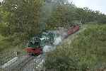 138 & the Funkey about to cross the stream at Pont Cae Moel.   (11/09/2004)