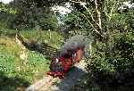 Another view of ‘Prince’ approaching Plas-y-nant overbridge with the early vintage train   (27/09/2003)