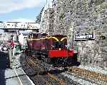 After arrival at Caernarfon, ‘Caernarfon Castle’ runs round in the shadow of it's namesake   (26/09/2003)