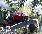 Crossing the river at Plas-y-nant, ‘Prince’ with a down train   (28/09/2003)