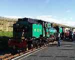 Lit by the late afternoon sun, 138 stands in the platform at Rhyd Ddu   (28/09/2003)