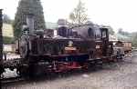 No 10 ‘Sir Drefaldwyn’ stands in the yard at Llanfair, it's boiler certificate recently expired   (15/10/1999)